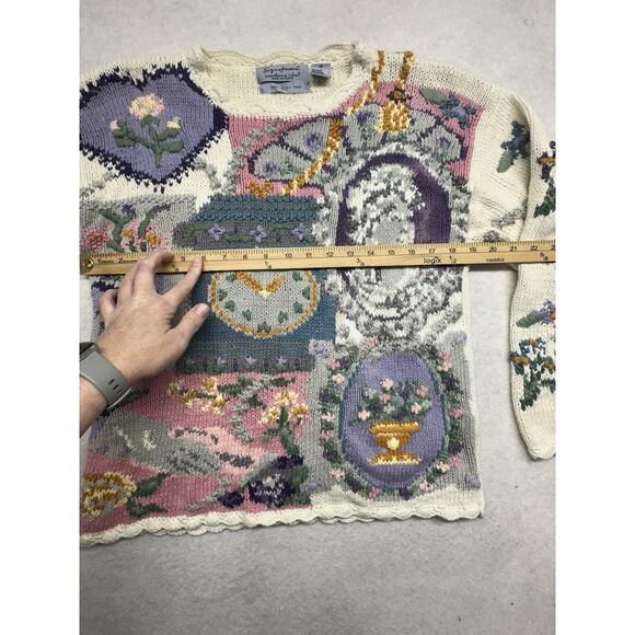 Cottagecore Sweater 90s Vintage Northern Isles Handknit Granny Pastel Grandma - Picture 6 of 11